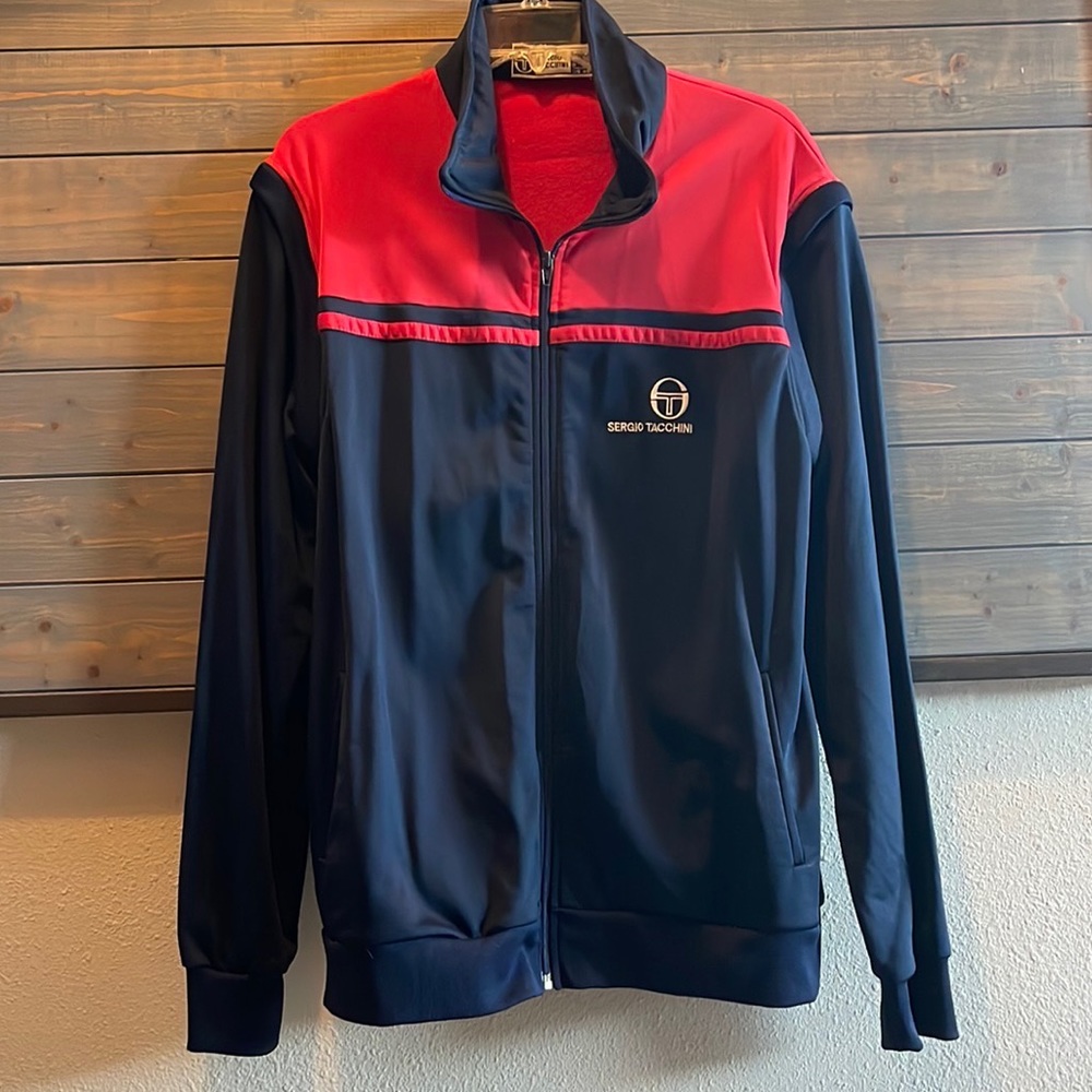 Sergio Tacchini Vintage Navy & Red Zip Sweatshirt - Picture 9 of 10